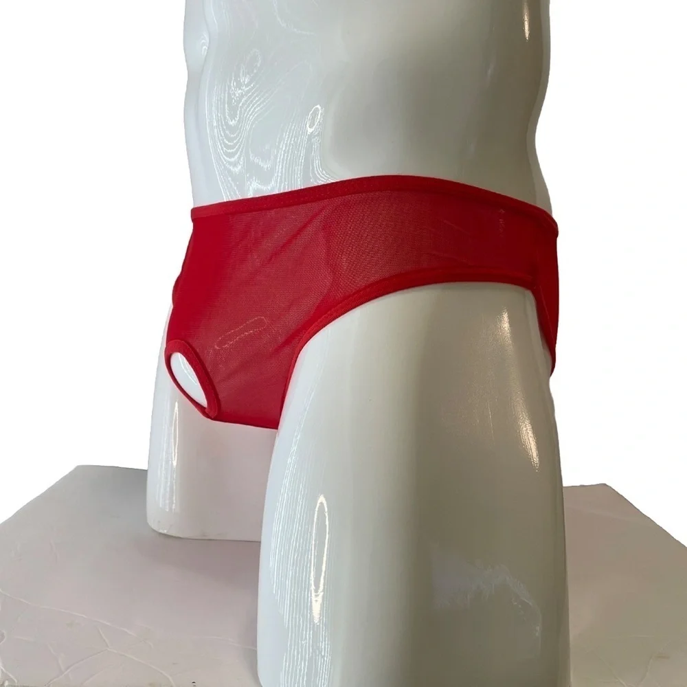 Mens Briefs Red Sheer See Through Medium New With Tags